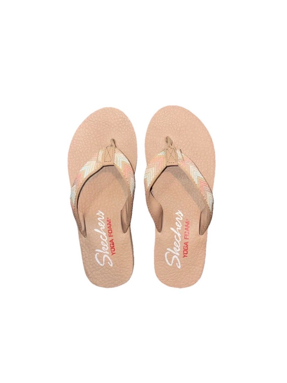 Skechers Yoga Foam Women's Tan Chevron Flip Flop Sandal Size 9